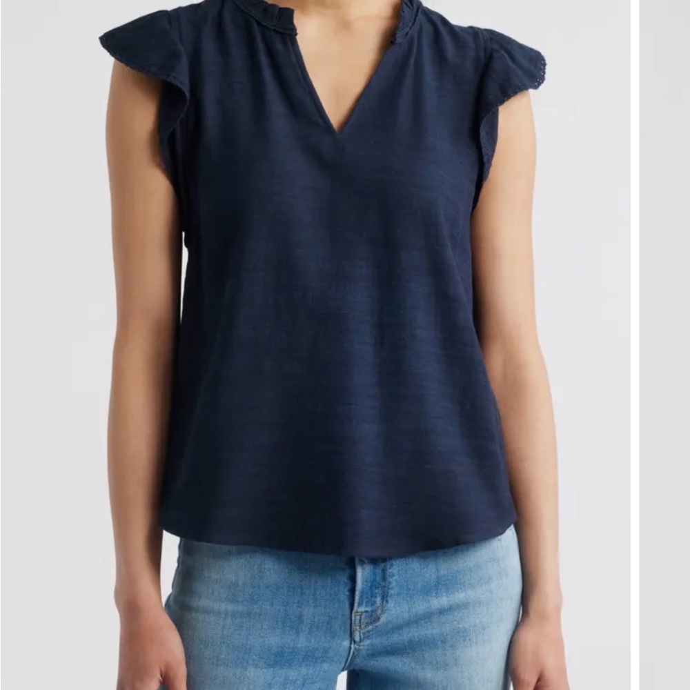 Wit & Wisdom Womens Flutter Sleeve Top Small